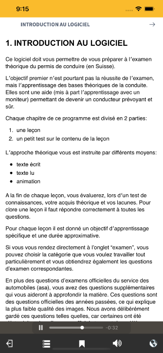 App e.driver – progression de l'apprentissage