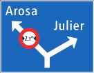 Vorwegweiser mit Anzeige von Beschränkungen