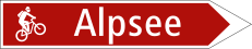 Wegweiser «Route für Mountainbikes» (Beispiel)
