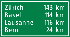 Entfernungstafel