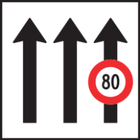 Anzeige von Fahrstreifen mit Beschränkungen (Beispiel)