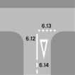 Wartelinie & 6.12 Ununterbrochene Längslinie & 6.14 Vorankündigung der Wartelinie