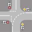 Führungslinie bei Richtungsänderung der Hauptstrasse